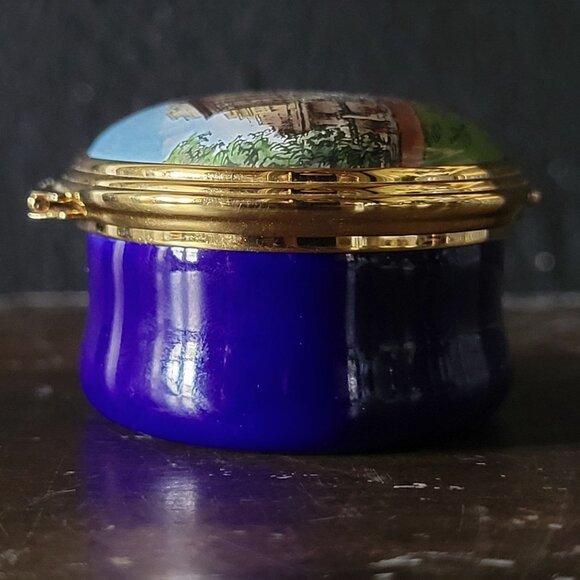 Vintage Halcyon Days Enamels Buckingham Palace View from Birdcage Walk Pill Box - Picture 8 of 9